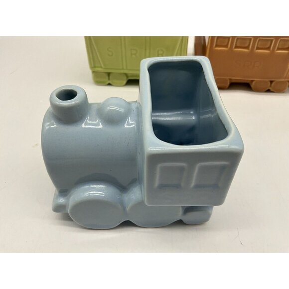 Shawnee Vintage 4 Piece Pottery S.R.R. Train Engine and Cars Planter Set MCM - Picture 6 of 16
